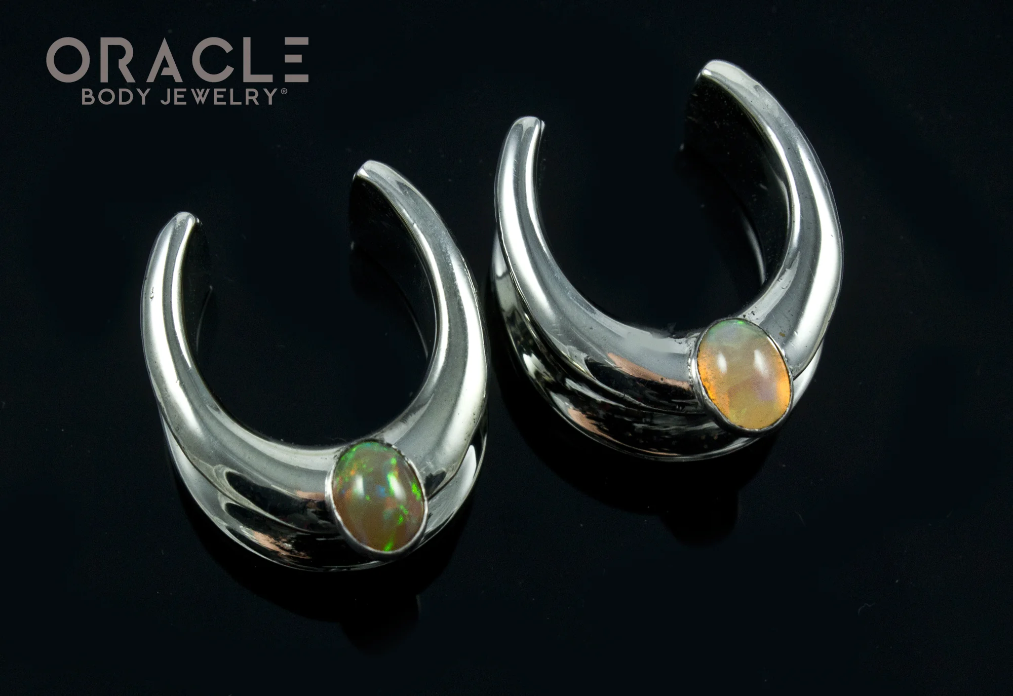 3/4" (19mm) White Brass Saddles with Ethiopian Opals - Image 2