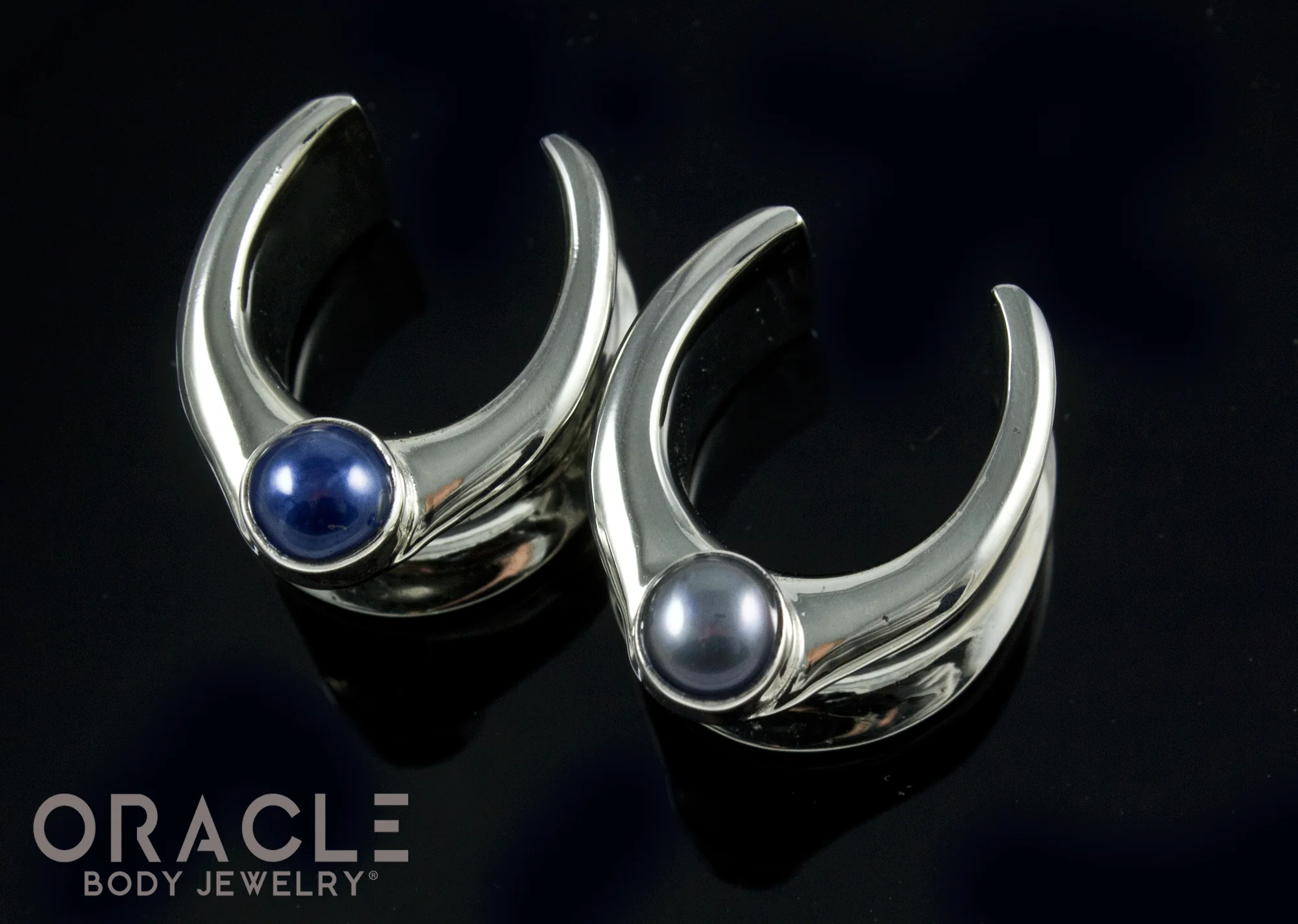 3/4" (19mm) White Brass Saddles with Grey and Black Pearls - Image 2