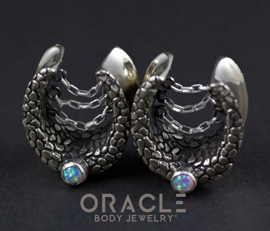 3/4" (19mm) White Brass Saddles with Nugget Texture, Chains and Pink Synthetic Opals - Image 3