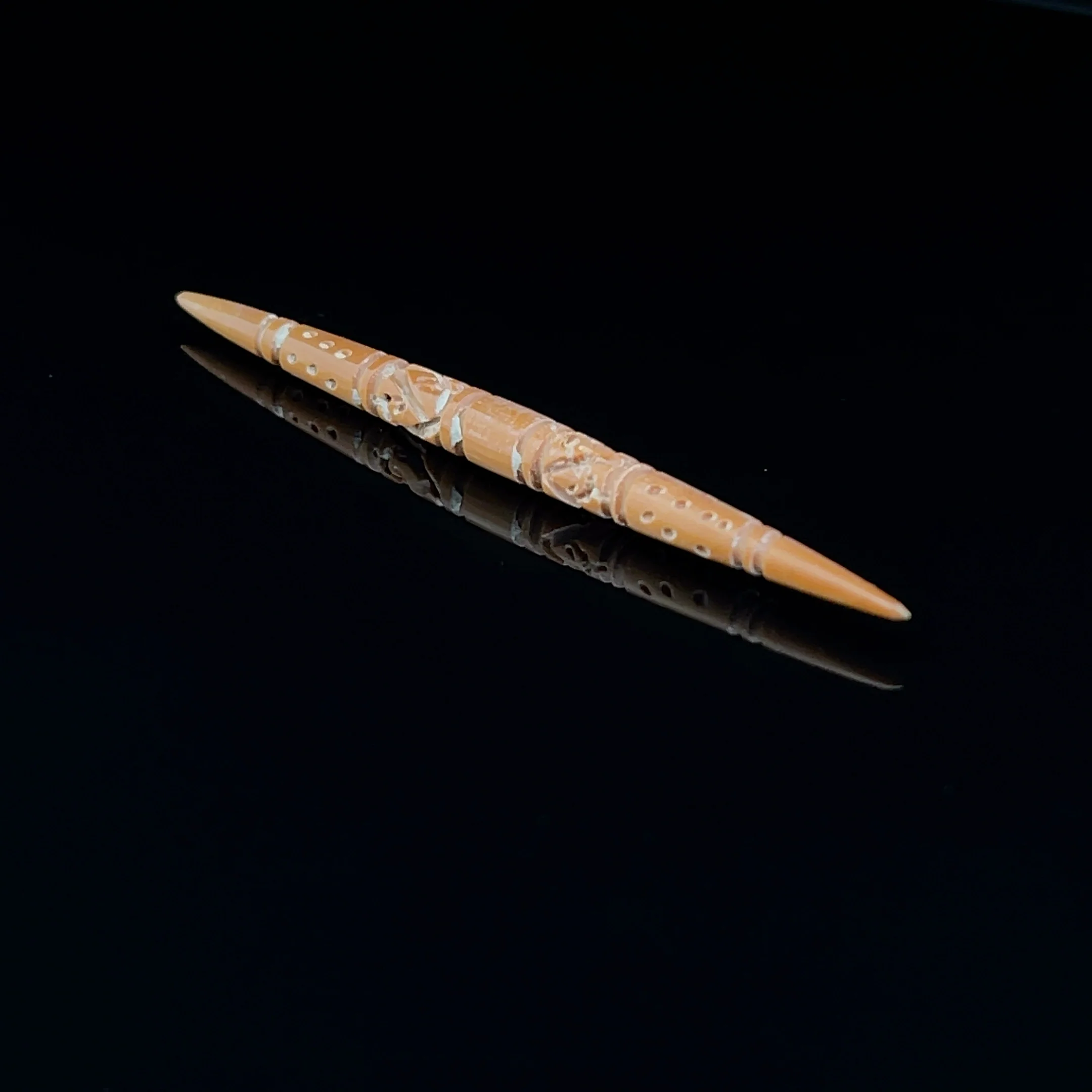 3.5mm Fossilized Mammoth Carved Ivory Septum Spike - Image 3