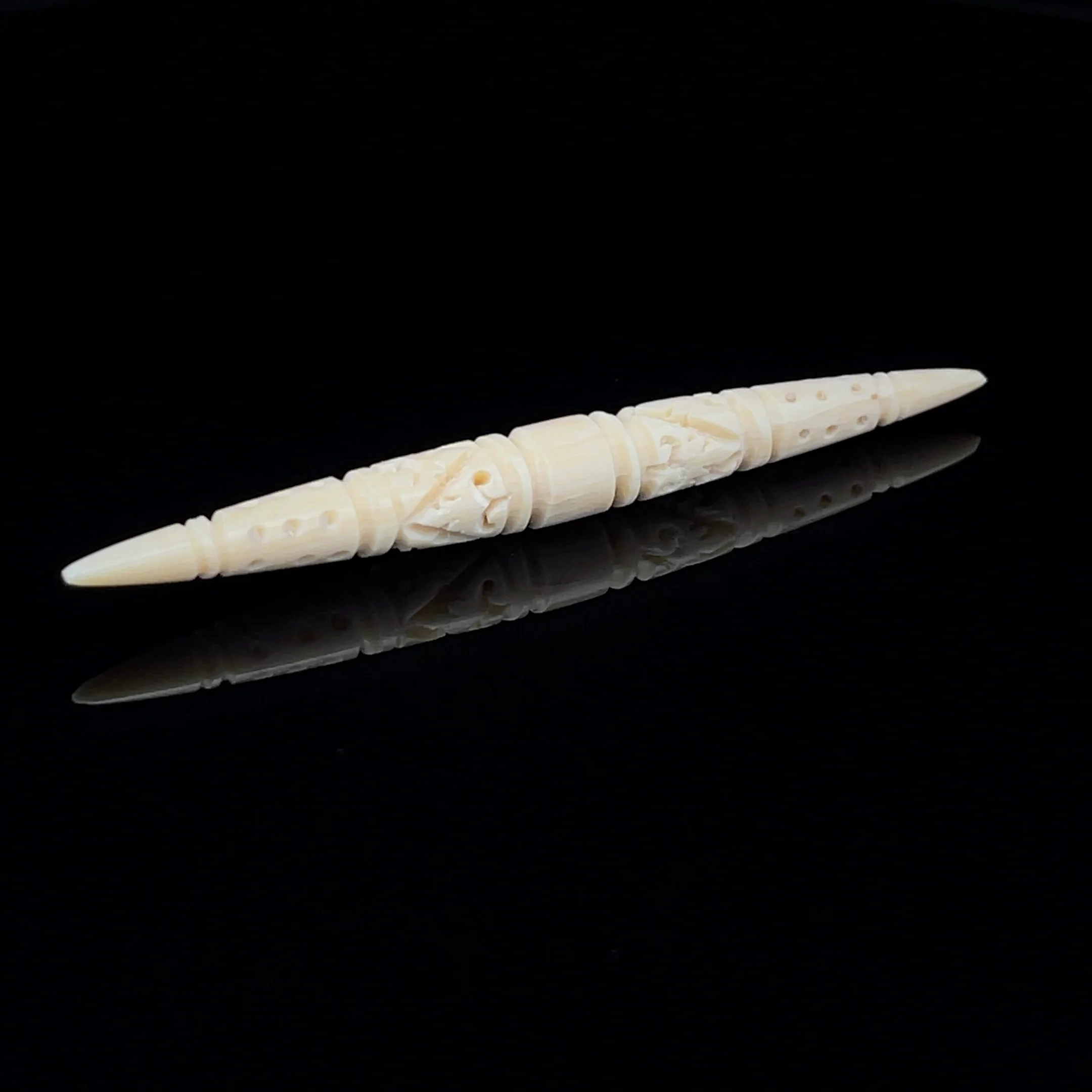 4g (5mm) Fossilized Carved Mammoth  Ivory Septum Spike - Image 2