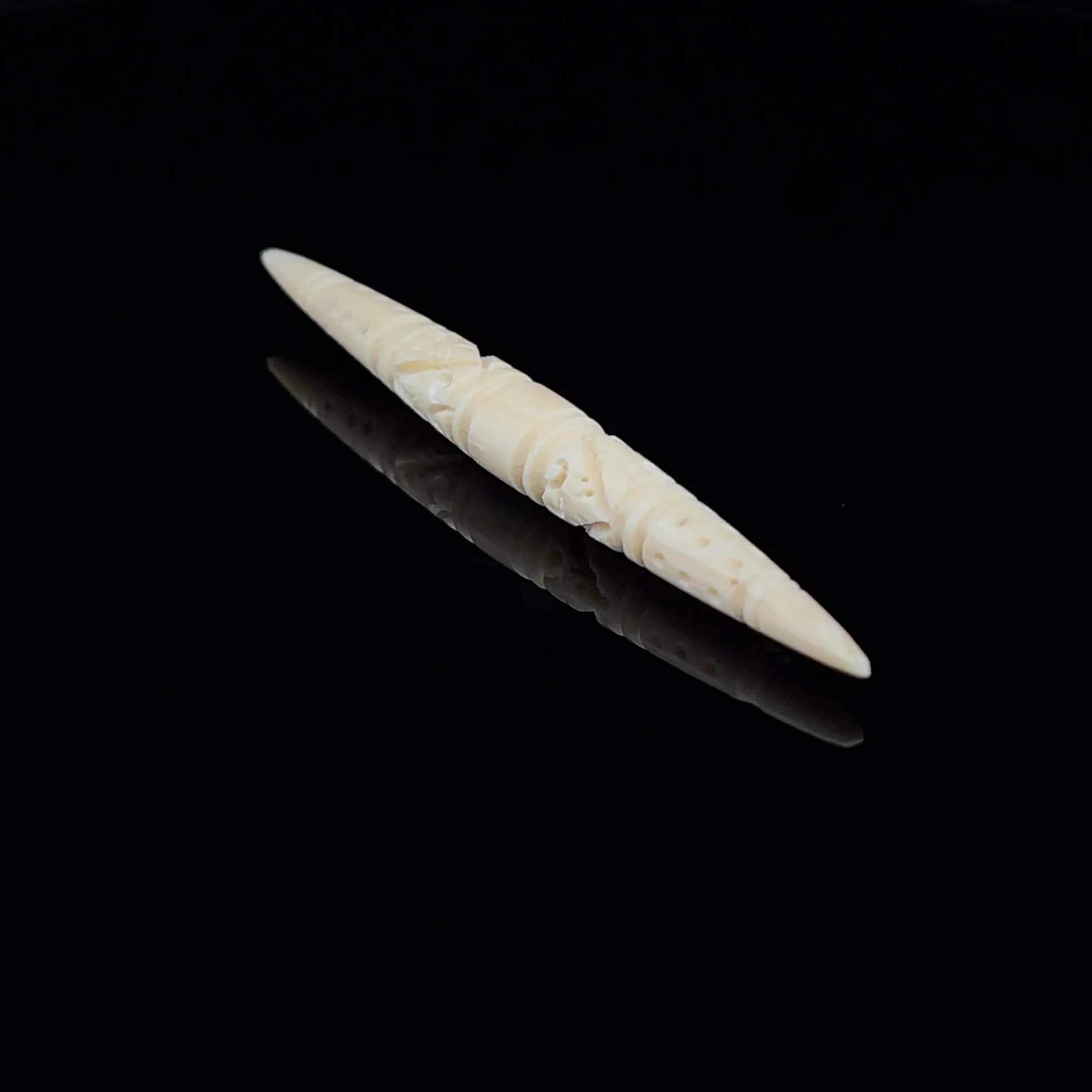 4g (5mm) Fossilized Carved Mammoth  Ivory Septum Spike - Image 3