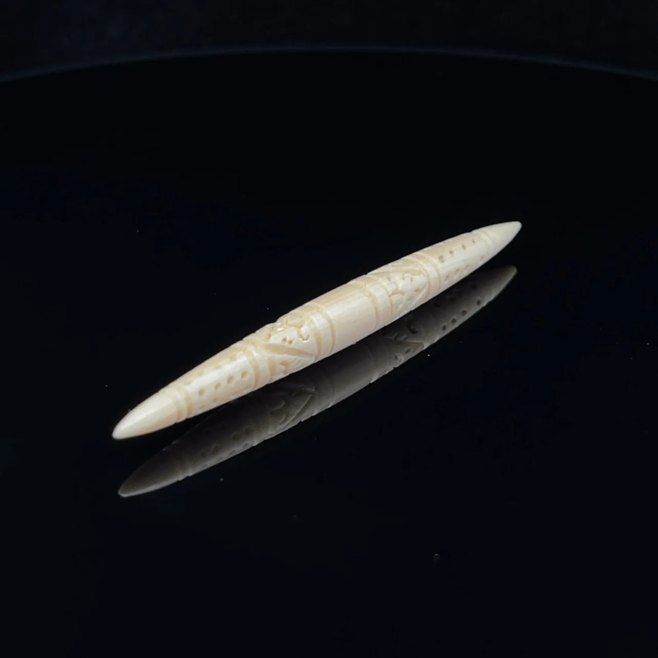 5.5mm Fossilized Mammoth Ivory Carved Septum Tusk - Image 2