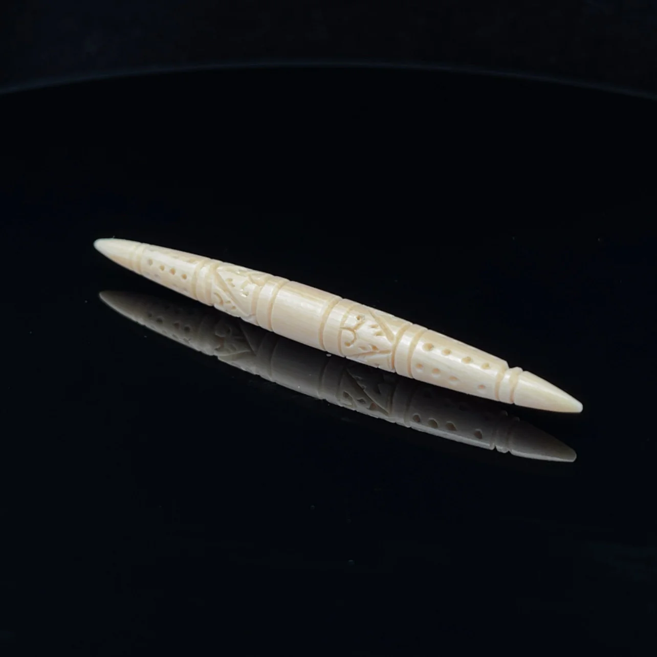 5.5mm Fossilized Mammoth Ivory Carved Septum Tusk - Image 3