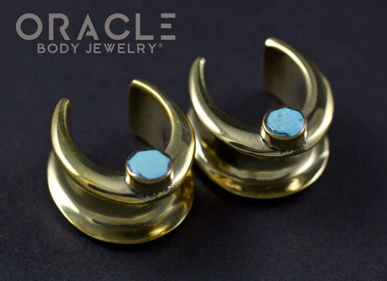 5/8" (16mm) Brass Saddles with Faceted Turquoise - Image 2