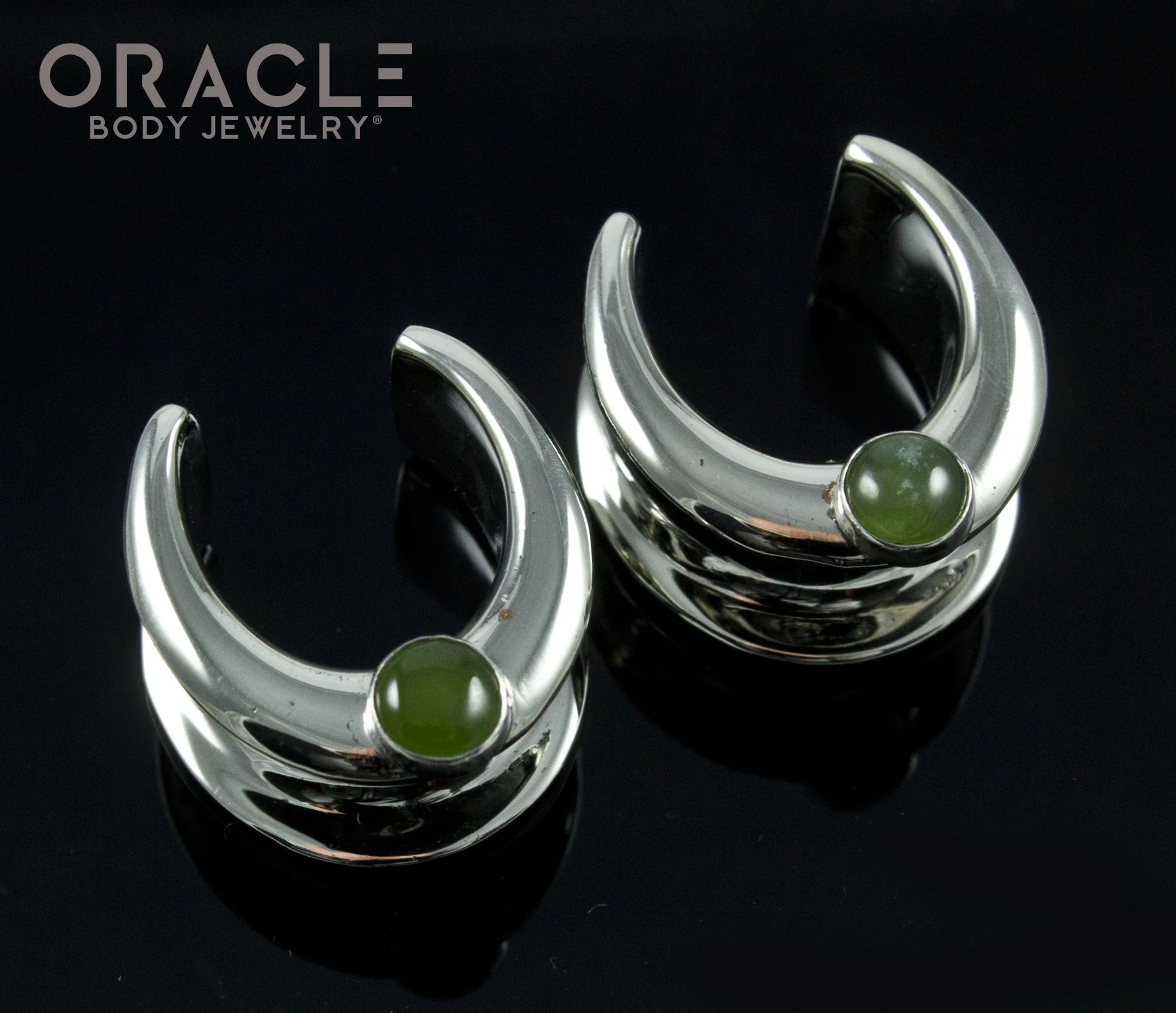 5/8" (16mm) White Brass Saddles with Nephrite Jade - Image 2