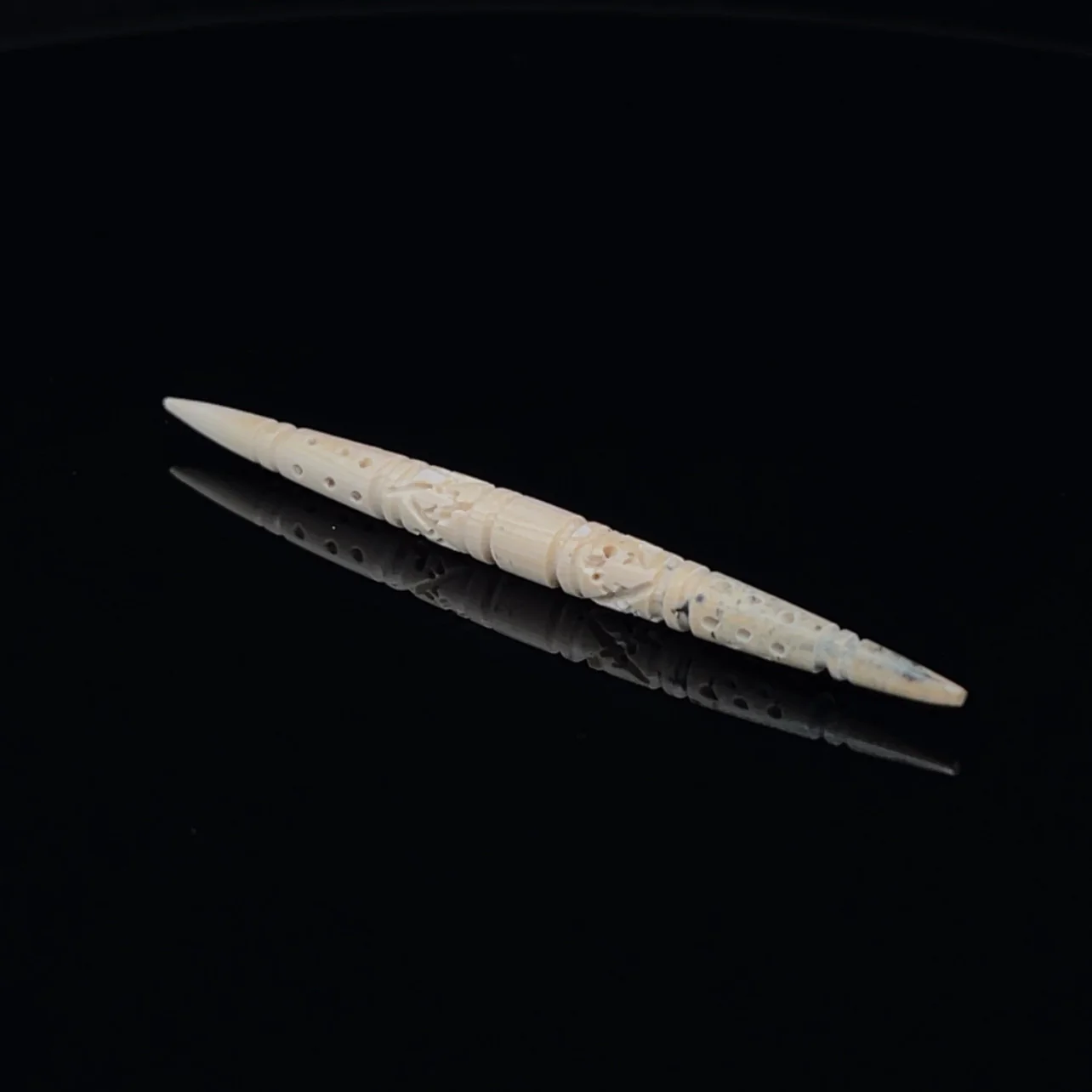 6g (4mm) Fossilized Mammoth Ivory Carved Septum Spike - Image 3