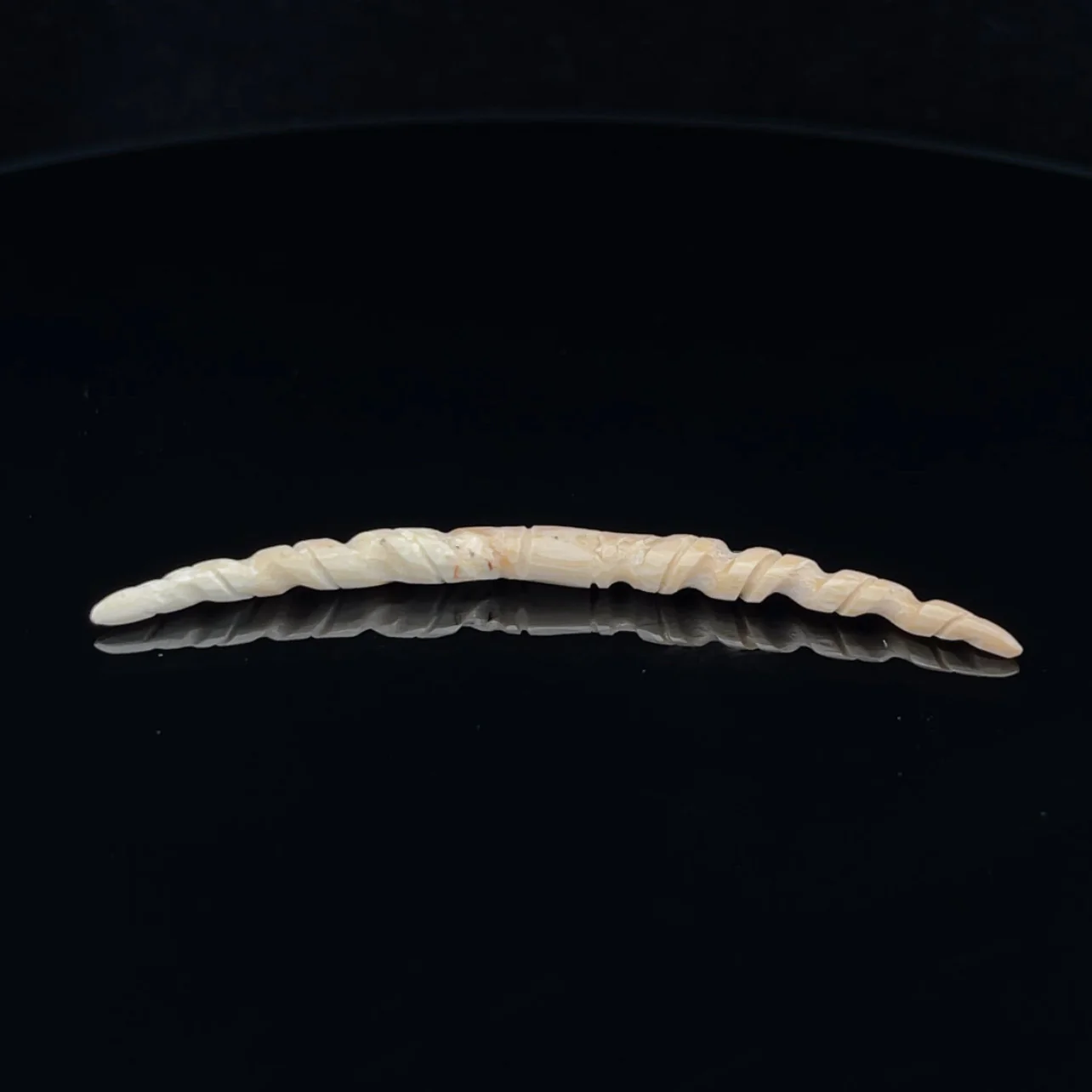 6g (4mm) Fossilized Mammoth Ivory Carved Septum Tusk