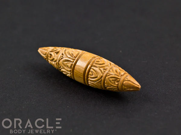 7/16" Fossilized Mammoth Ivory Carved Septum Spike - Image 2