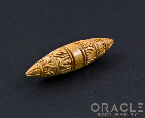 7/16" Fossilized Mammoth Ivory Carved Septum Spike - Image 3