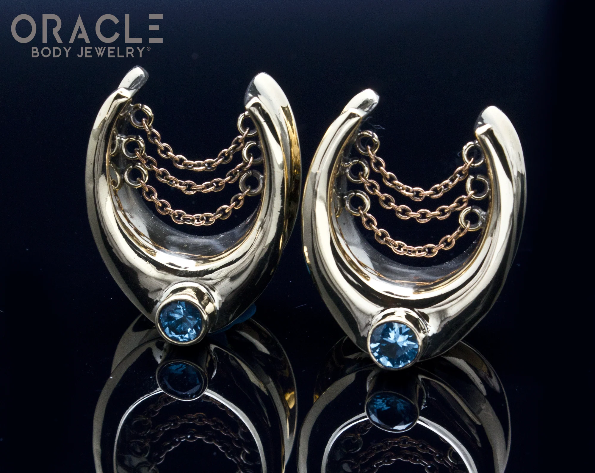 7/8" (22mm) Brass Saddles with Chains and London Blue Topaz - Image 2
