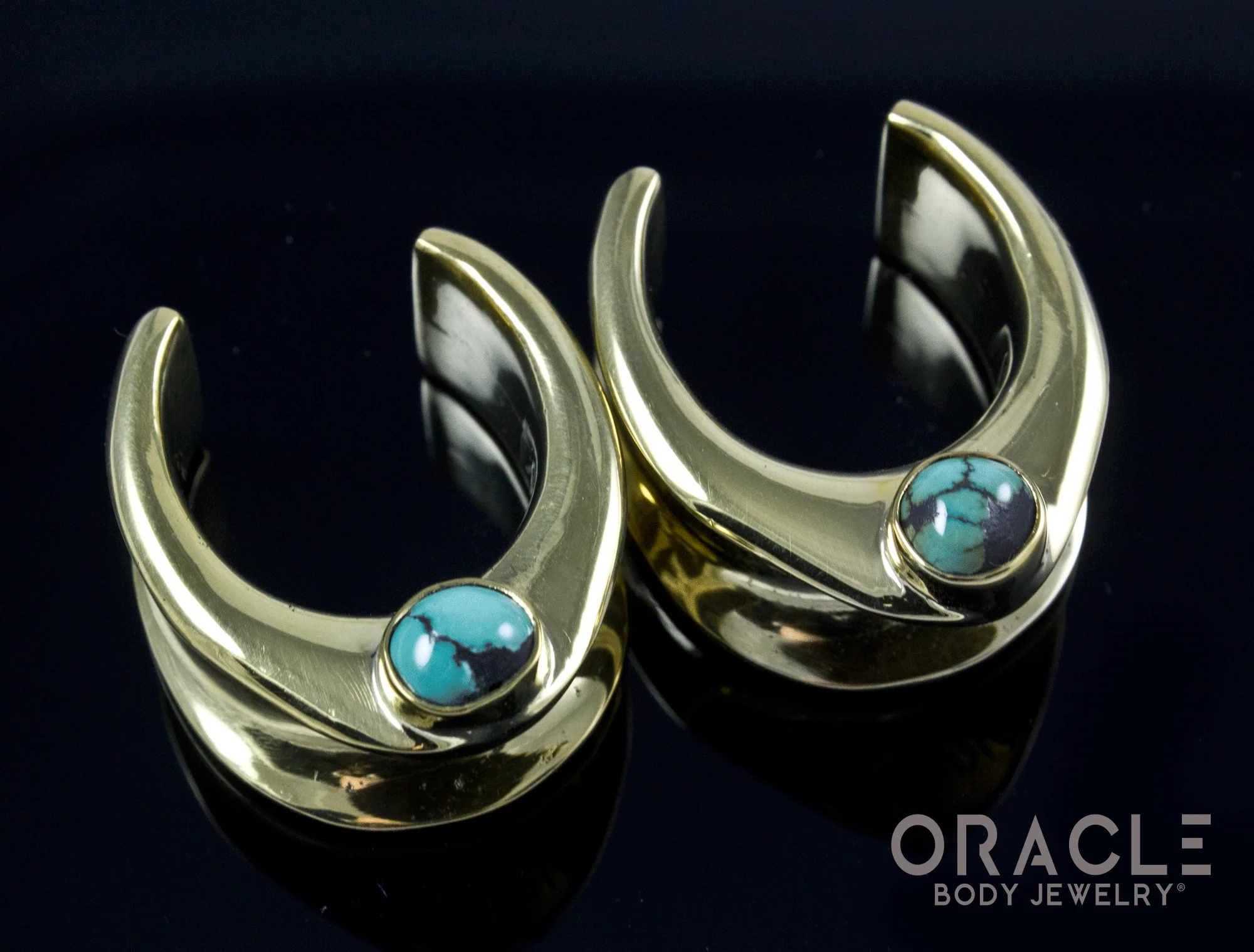 7/8" (22mm) Brass Saddles with Natural Turquoise - Image 2