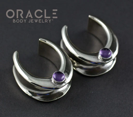 7/8" (22mm) White Brass Saddles with Amethyst - Image 2