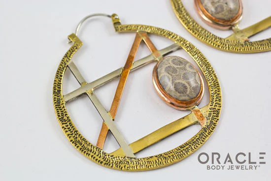 Alchemy Hoops With Fossil Coral - Image 2