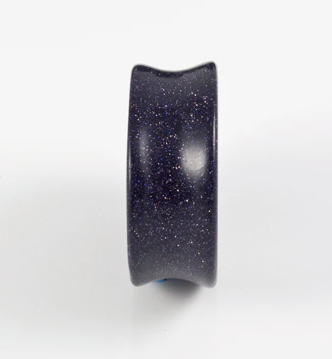 Blue Goldstone Concave Solid Double Flare Plugs - Image 3