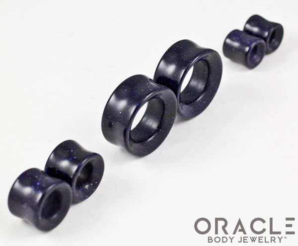 Blue Goldstone Eyelets / Tunnels - Image 2
