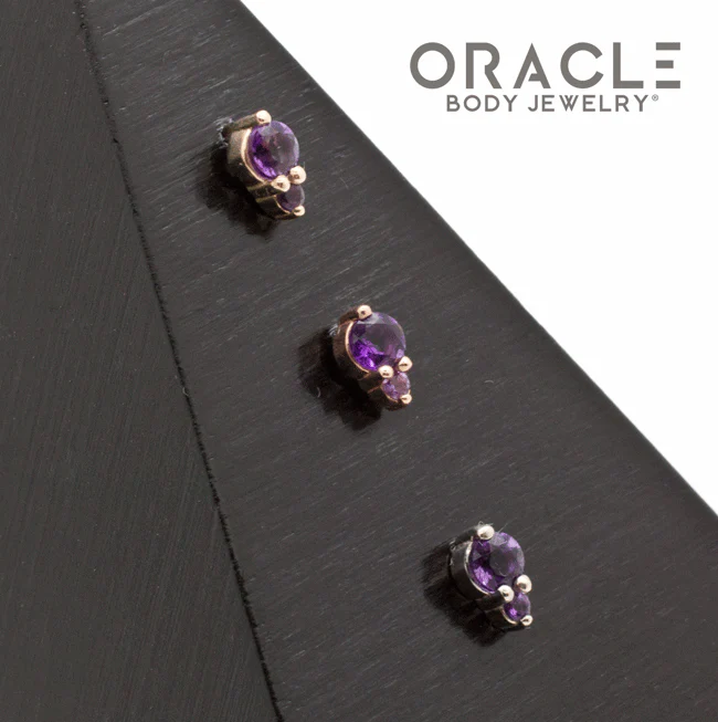 14k Double Amethyst Threadless End - Image 2