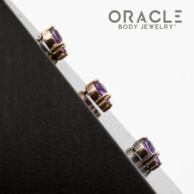 14k Double Amethyst Threadless End - Image 3