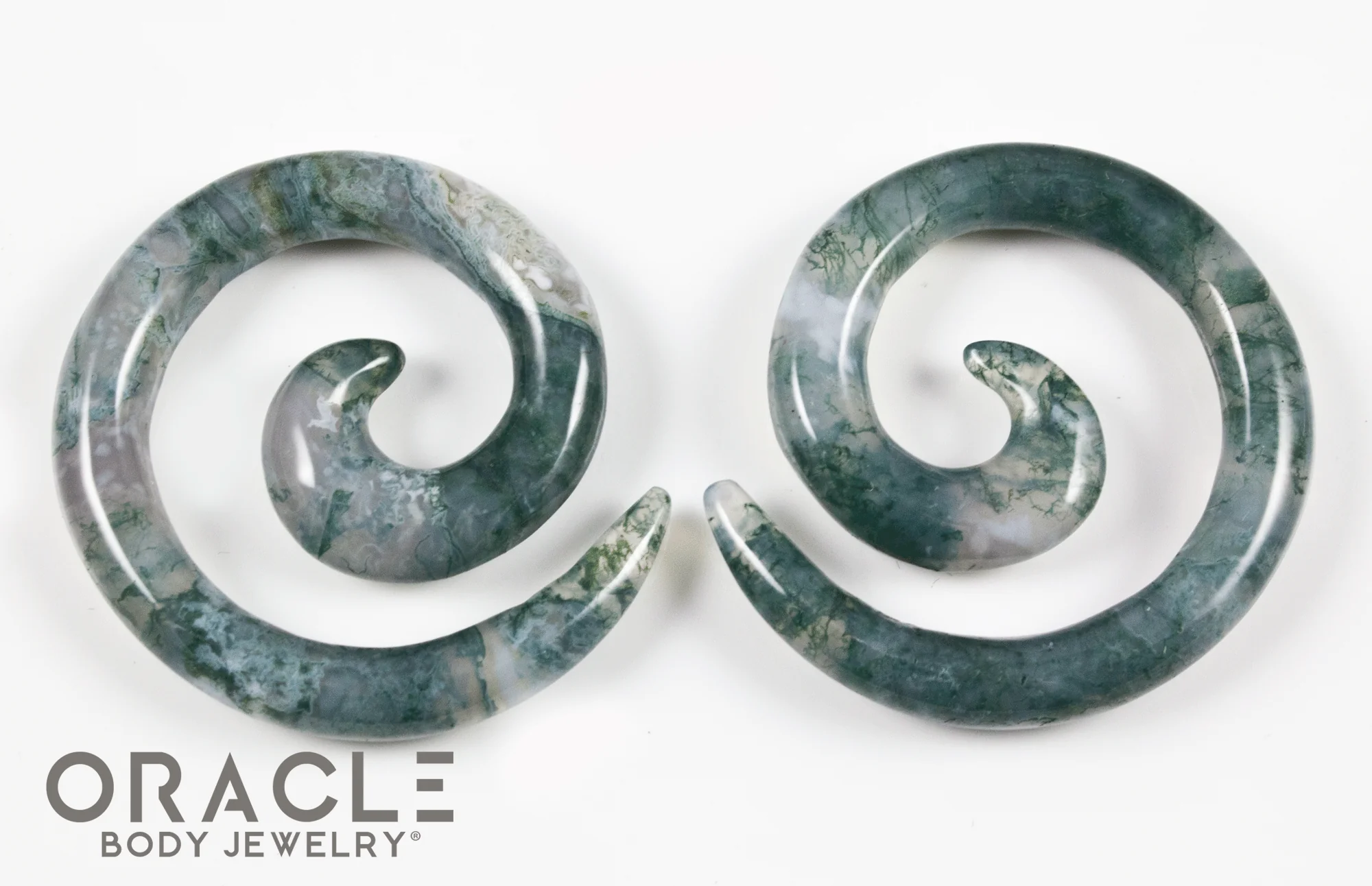 2g (6.5mm) Moss Agate Stone Spirals