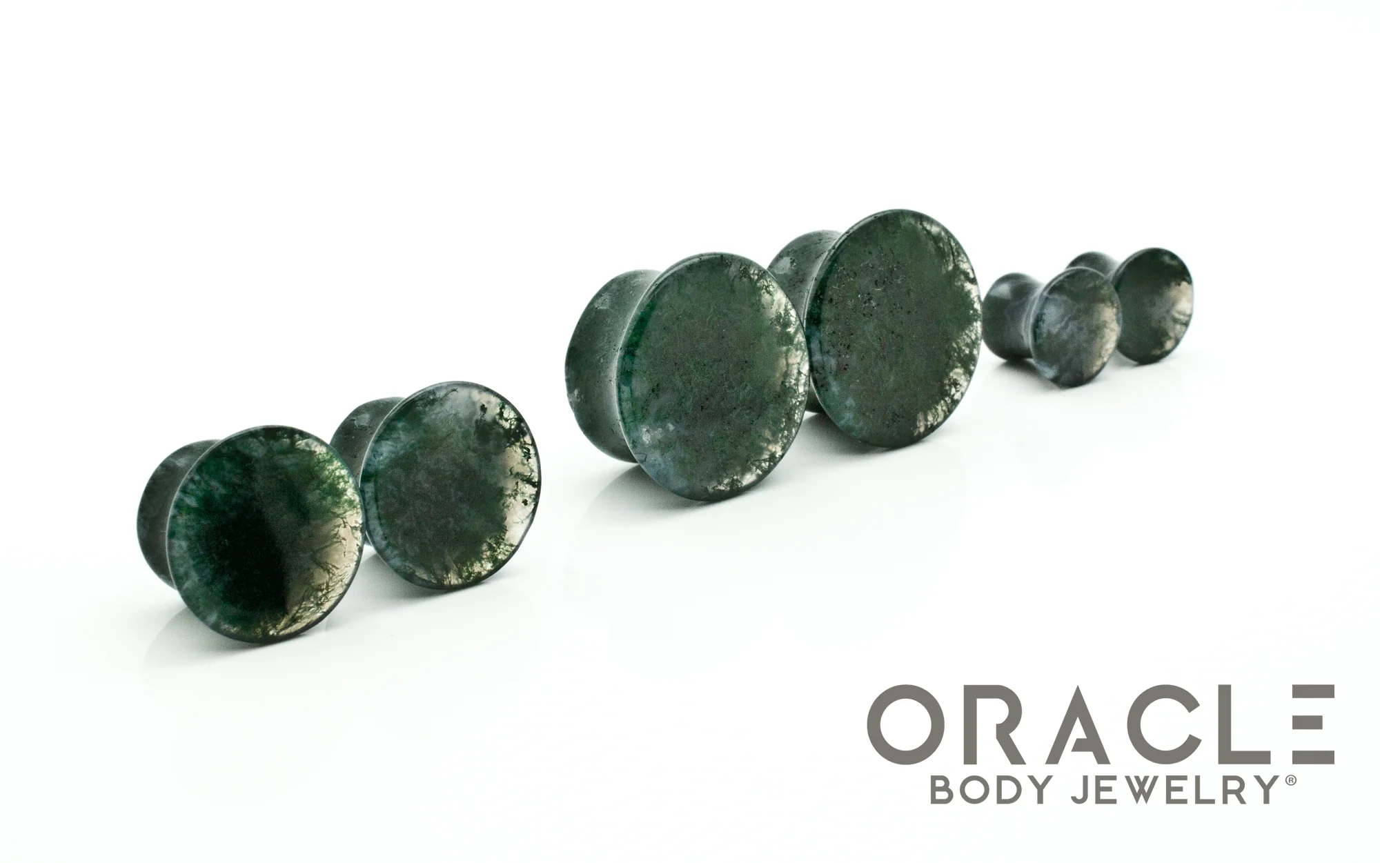 Moss Agate Mayan Style Flare Plugs - Image 2
