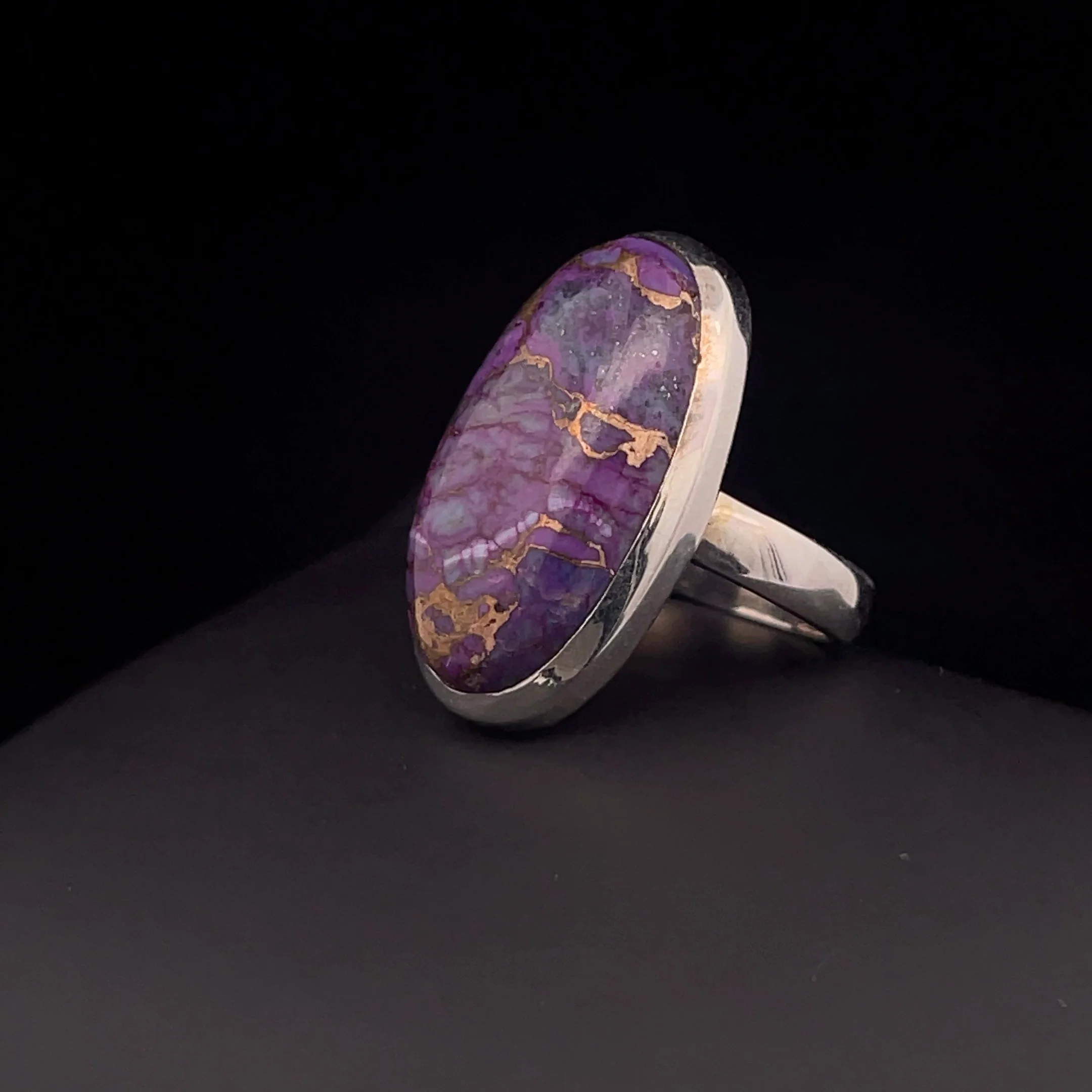 Sterling Silver Copper Purple Turquoise Ring Size 7 - Image 3