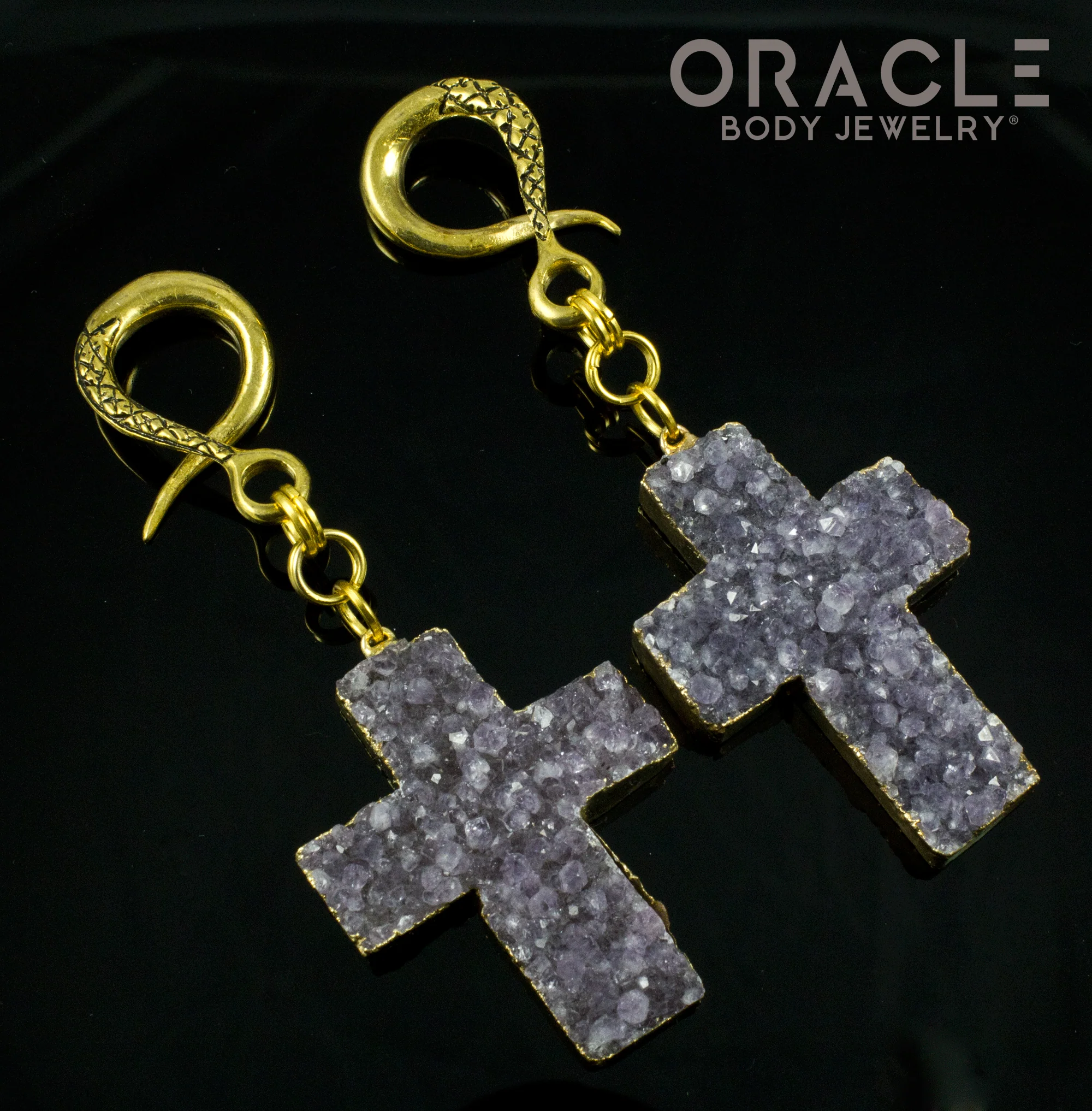 Crossover With Gold Plated Amethyst Crosses