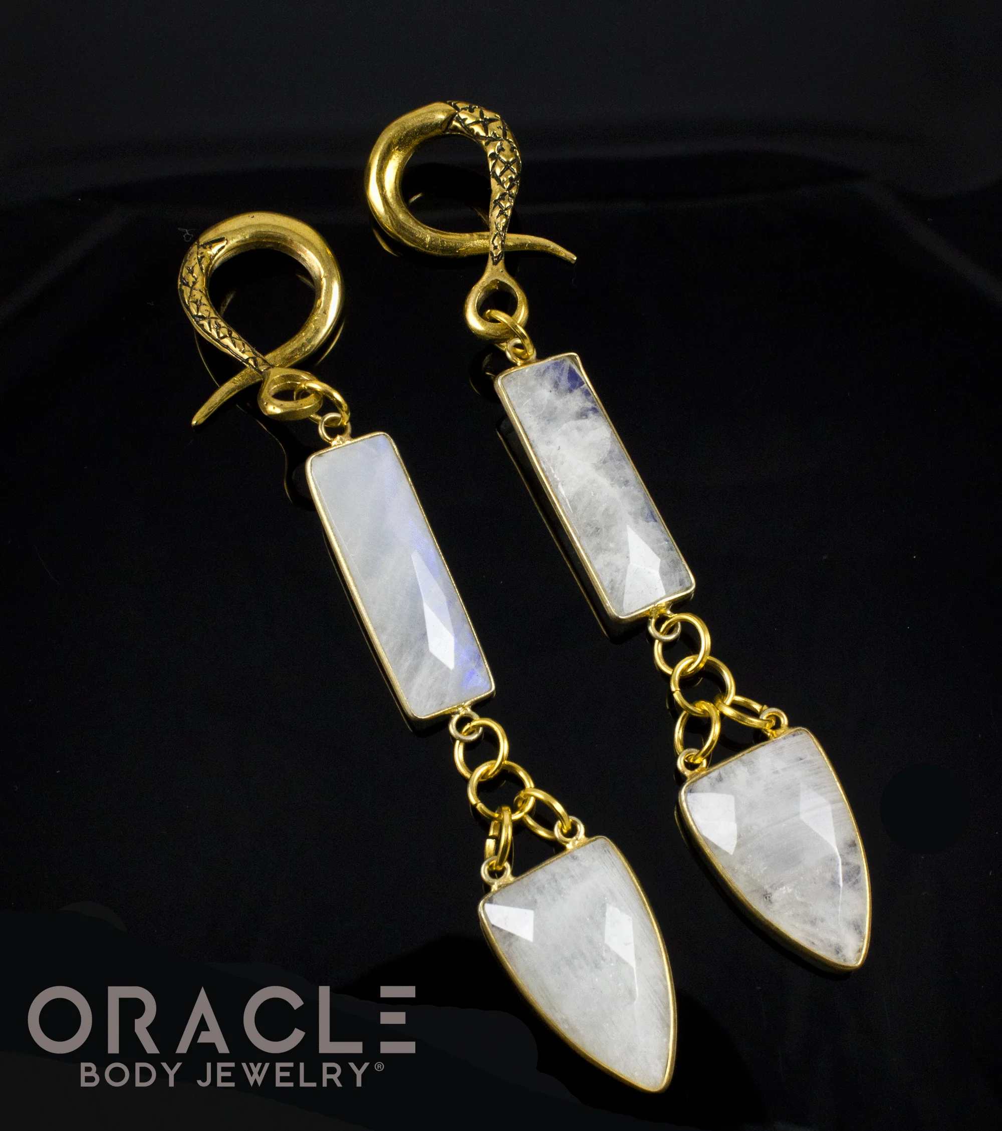 Crossover With Gold Plated Faceted Moonstone