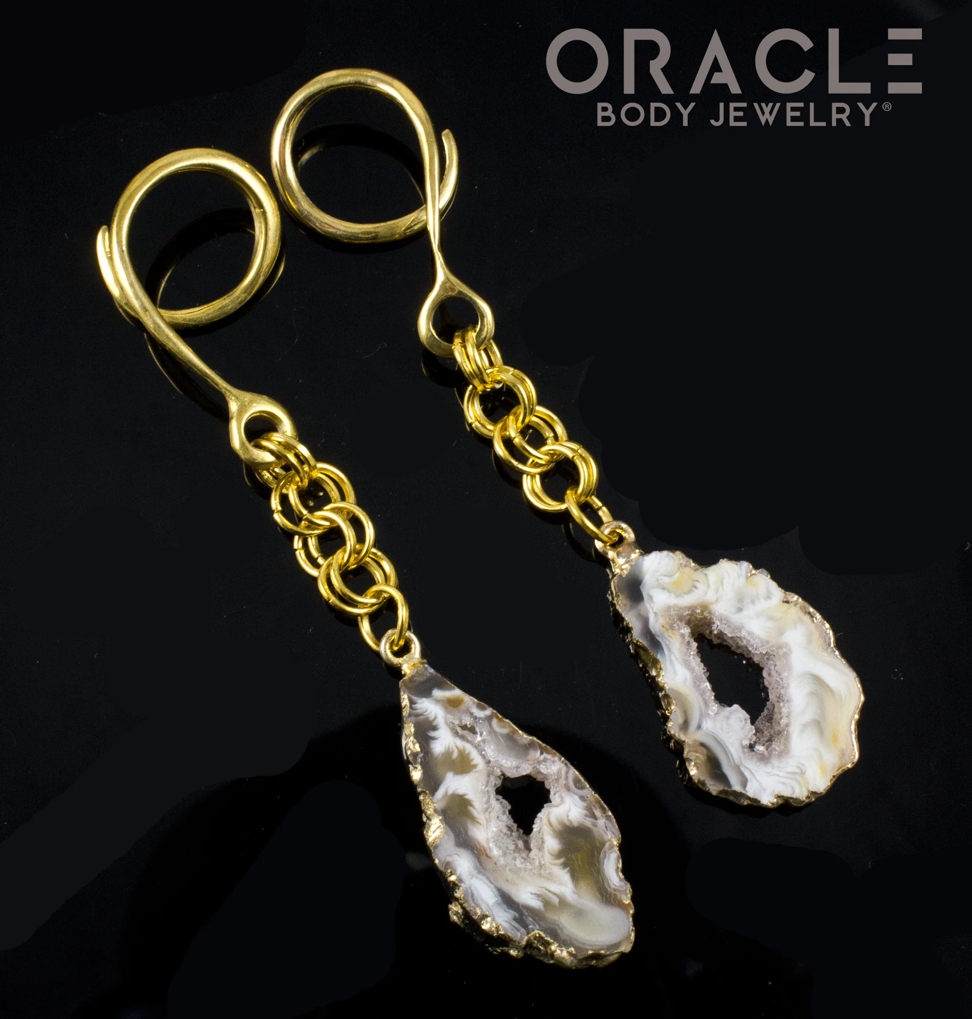 Crossover With Gold Plated Geode Agate Slices