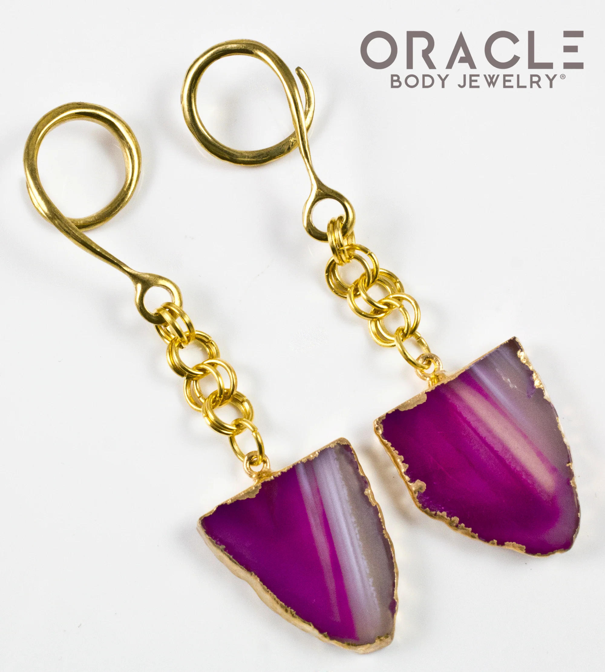 Crossover With Gold Plated Pink Agate Slices