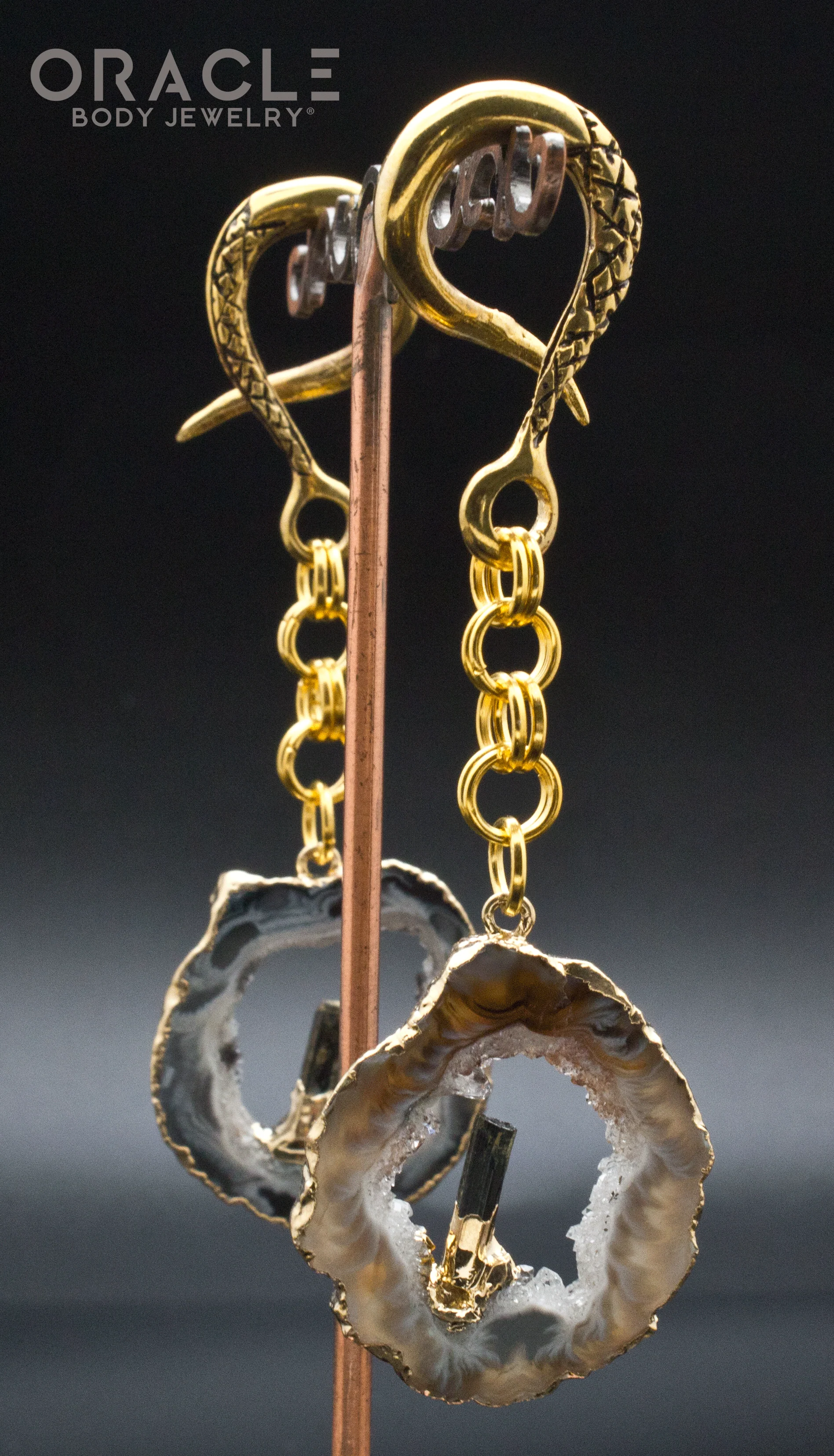 Crossover With Gold Plated Sliced Agate Geodes and Black Tourmaline - Image 2