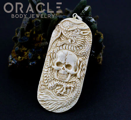 Deer Antler Skull And Dragon Pendant