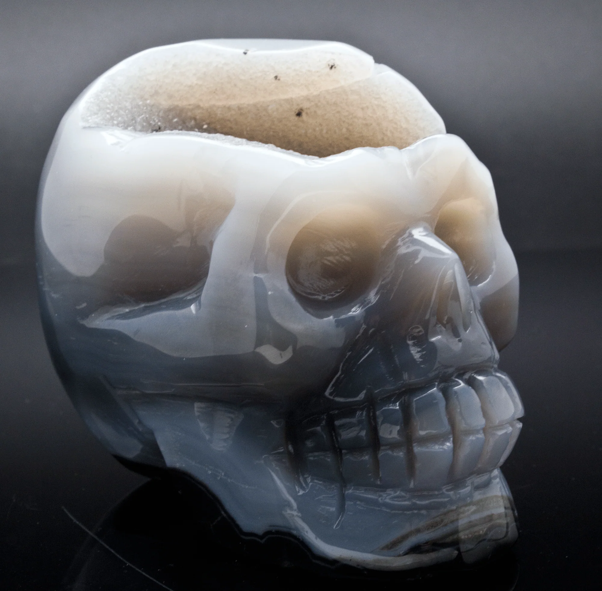 Druzy Agate Skull Carving - Image 2