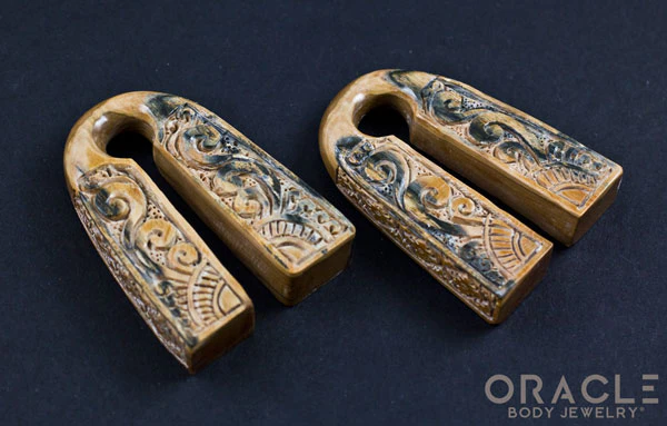 1/2" (12.5mm) Fossilized Mammoth Ivory Floral Keystone Weights - Image 2