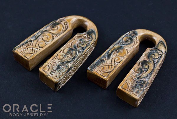1/2" (12.5mm) Fossilized Mammoth Ivory Floral Keystone Weights - Image 3