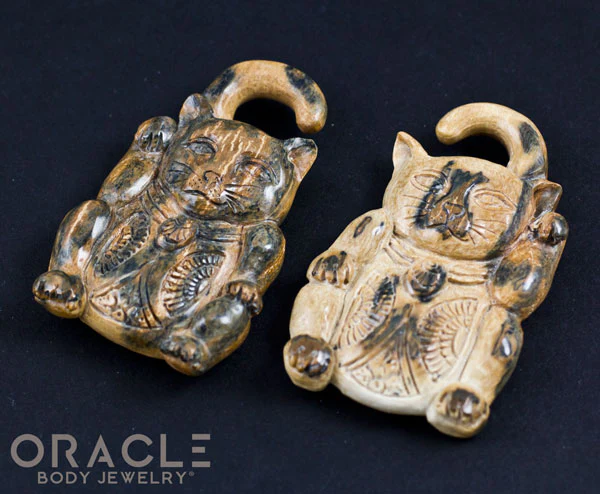 2g (6.5mm) Fossilized Mammoth Ivory Lucky Cat - Image 3