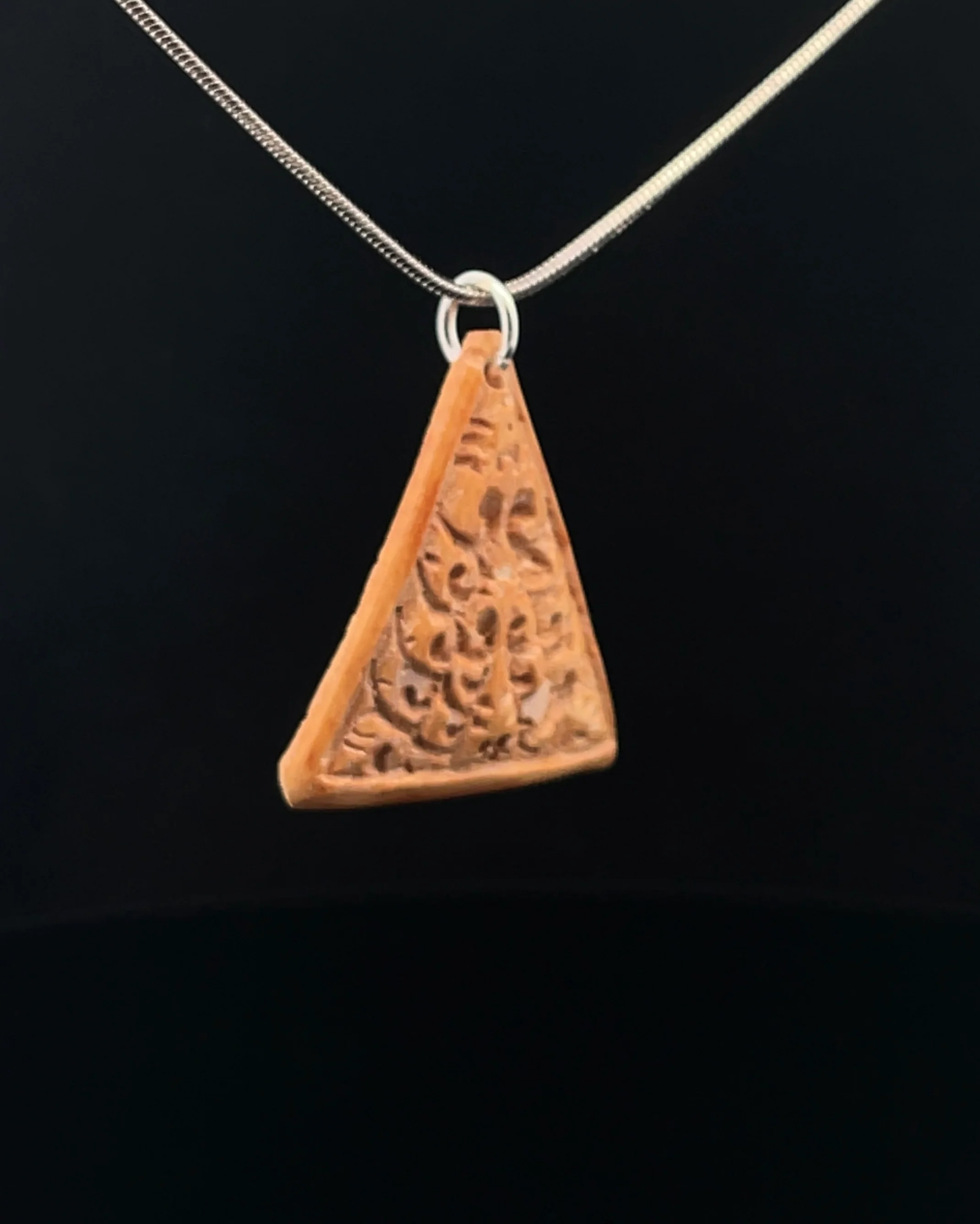 Fossilized Mammoth Ivory Pendant with Chain - Image 2