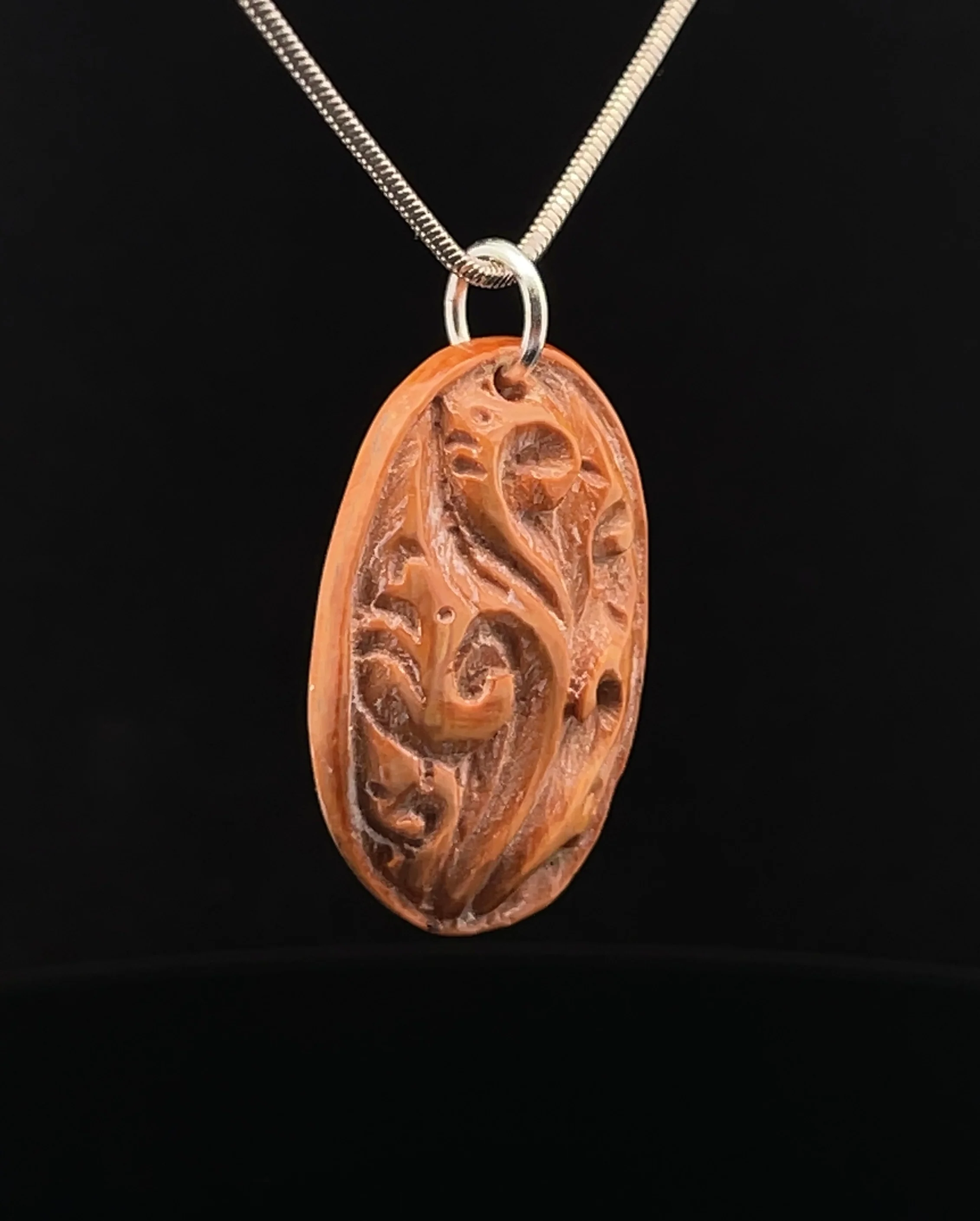 Fossilized Mammoth Ivory Pendant with Chain - Image 2