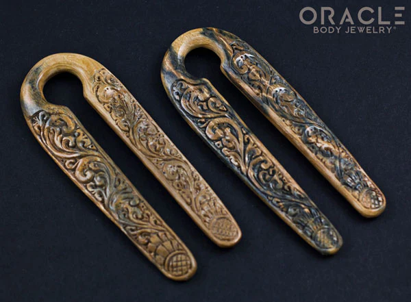 9/16" (14mm) Fossilized Mammoth Ivory Split Floral Weights - Image 2