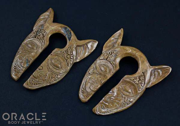 3/4" (19mm) Fossilized Mammoth Ivory Split Sphynx Hangers - Image 3
