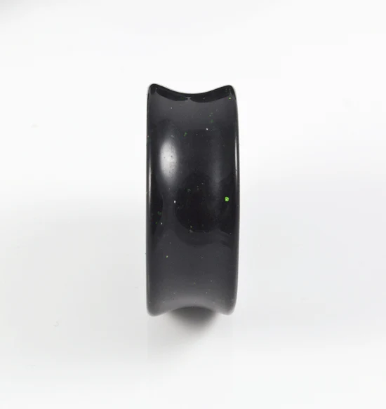 Green Goldstone Concave Solid Double Flare Plugs - Image 3