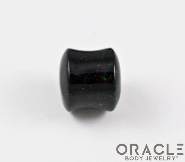 Green Goldstone Double Flare Plugs - Image 3