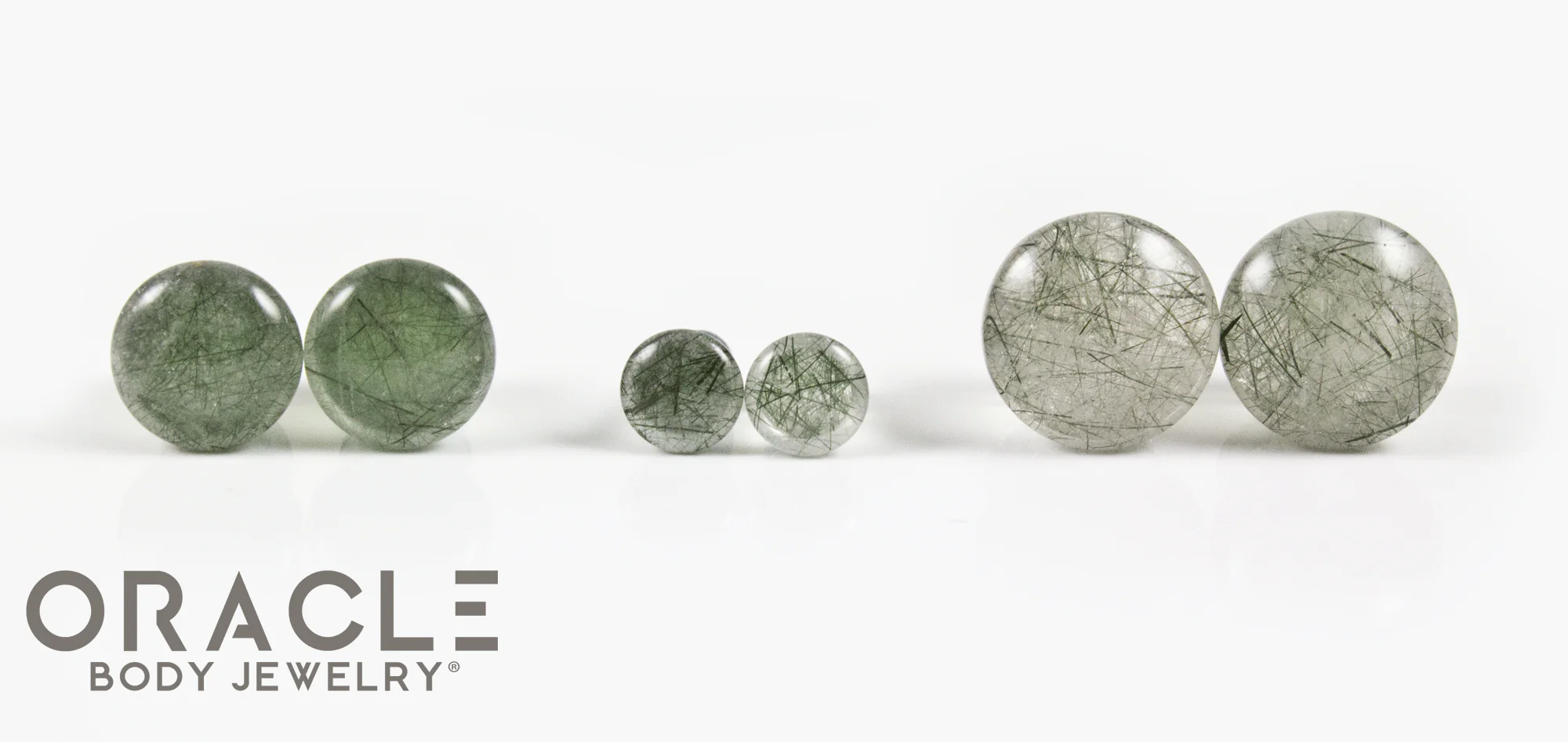 Green Tourmalinated Quartz Single Flare Plugs