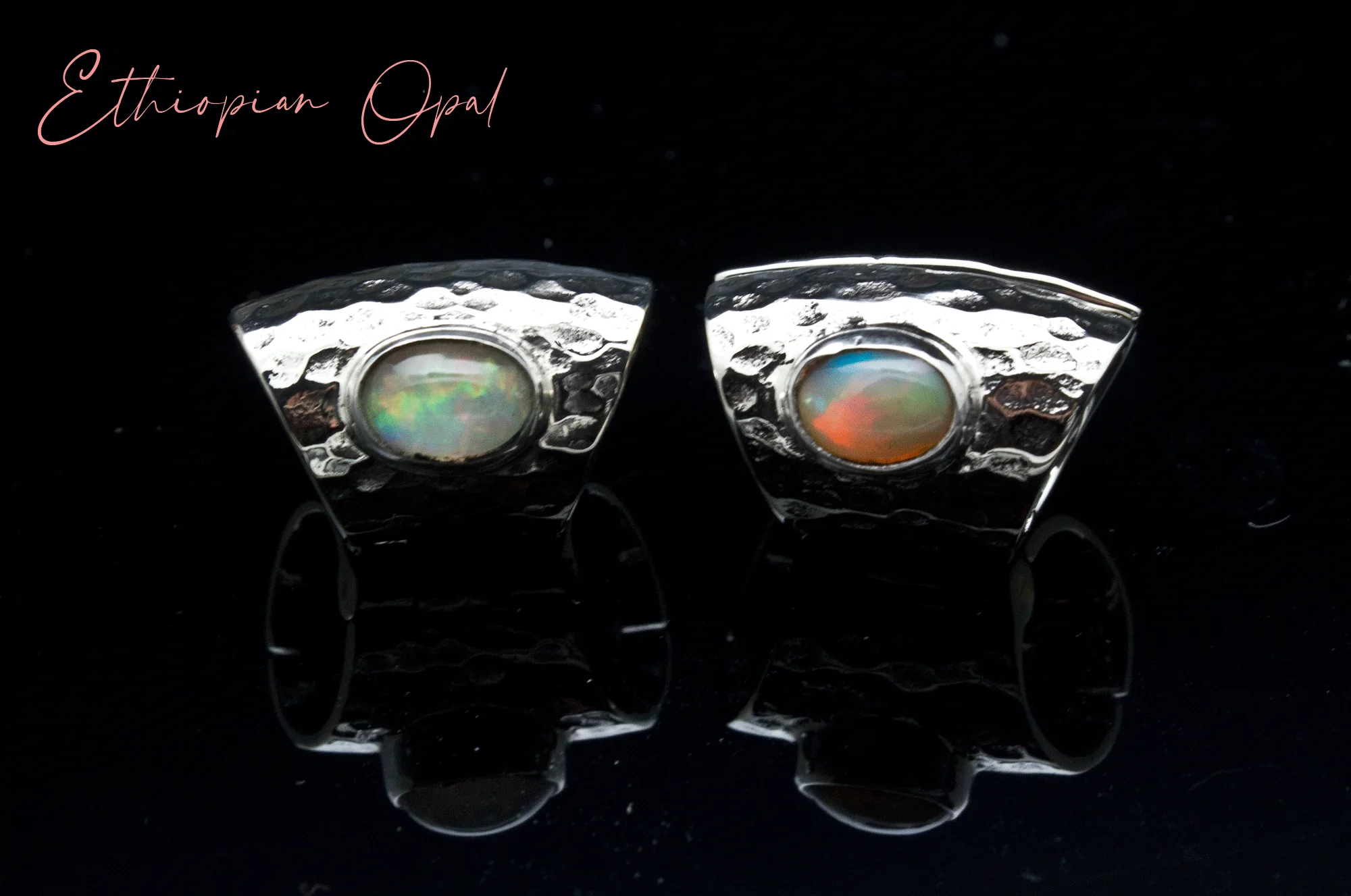 Hammered White Brass Lobe Clickers with Stones - Image 8