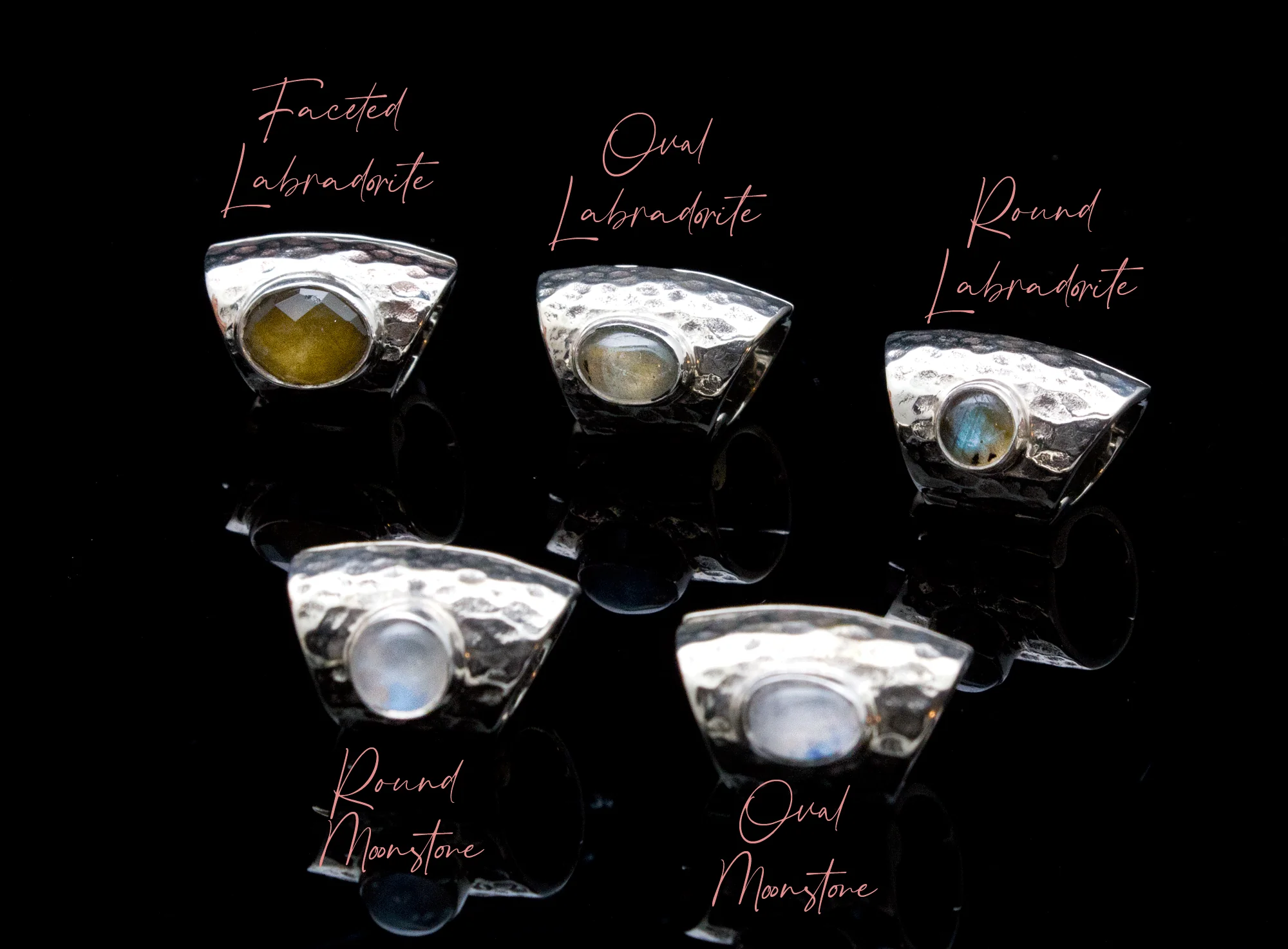 Hammered White Brass Lobe Clickers with Stones - Image 2