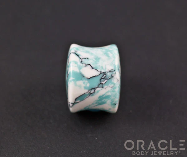 Ocean Wave Synthetic Turquoise Double Flare Plugs - Image 3