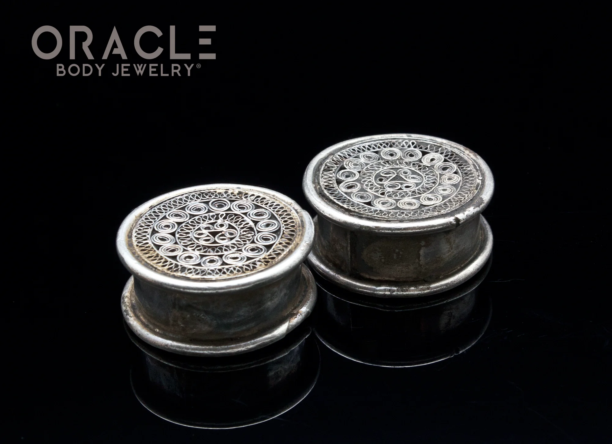 Old Dong Tribe Filagree Silver Ear Plugs - Image 2