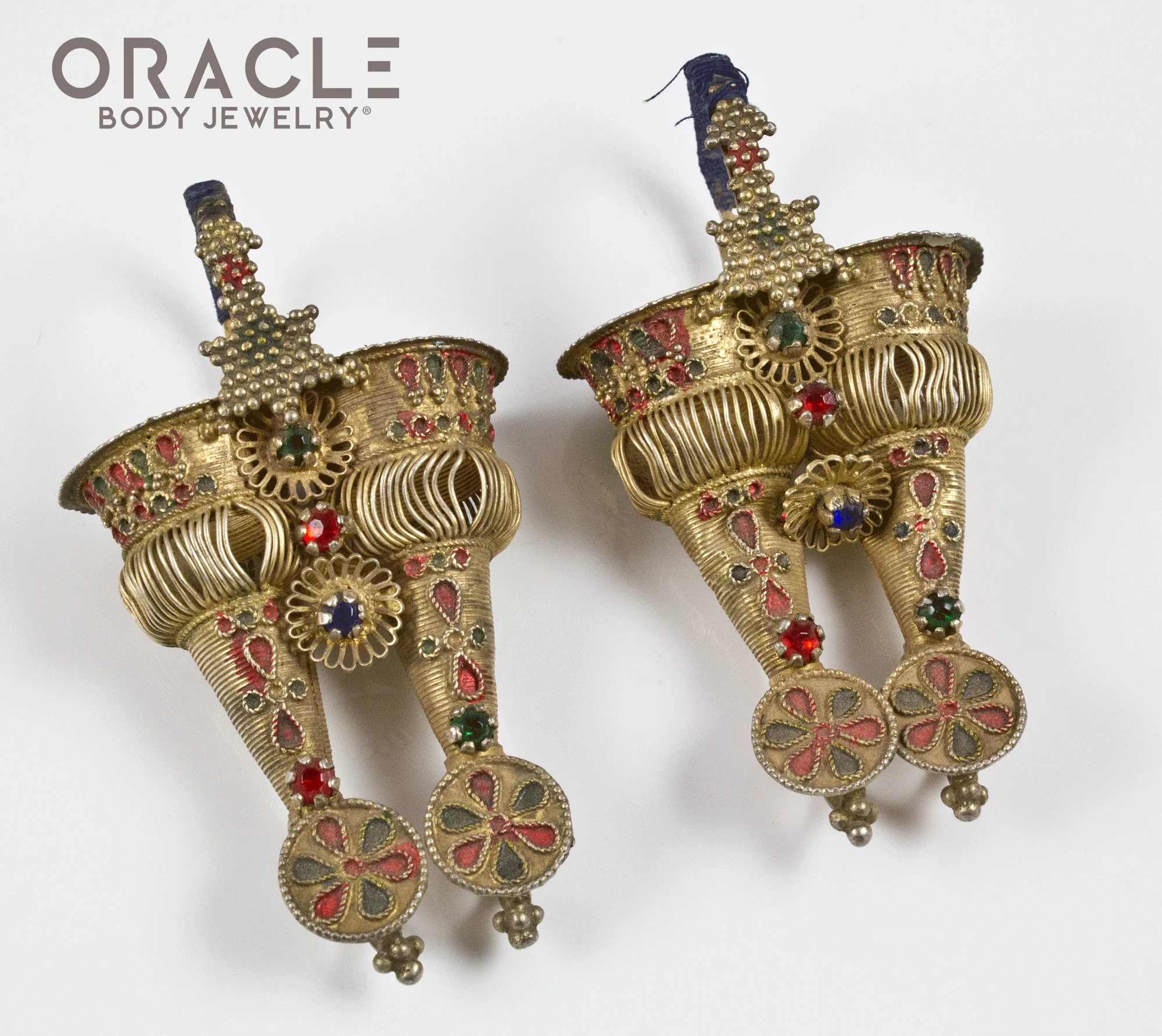 Old Dhebaria Rabari Double Coned Naglai Earrings