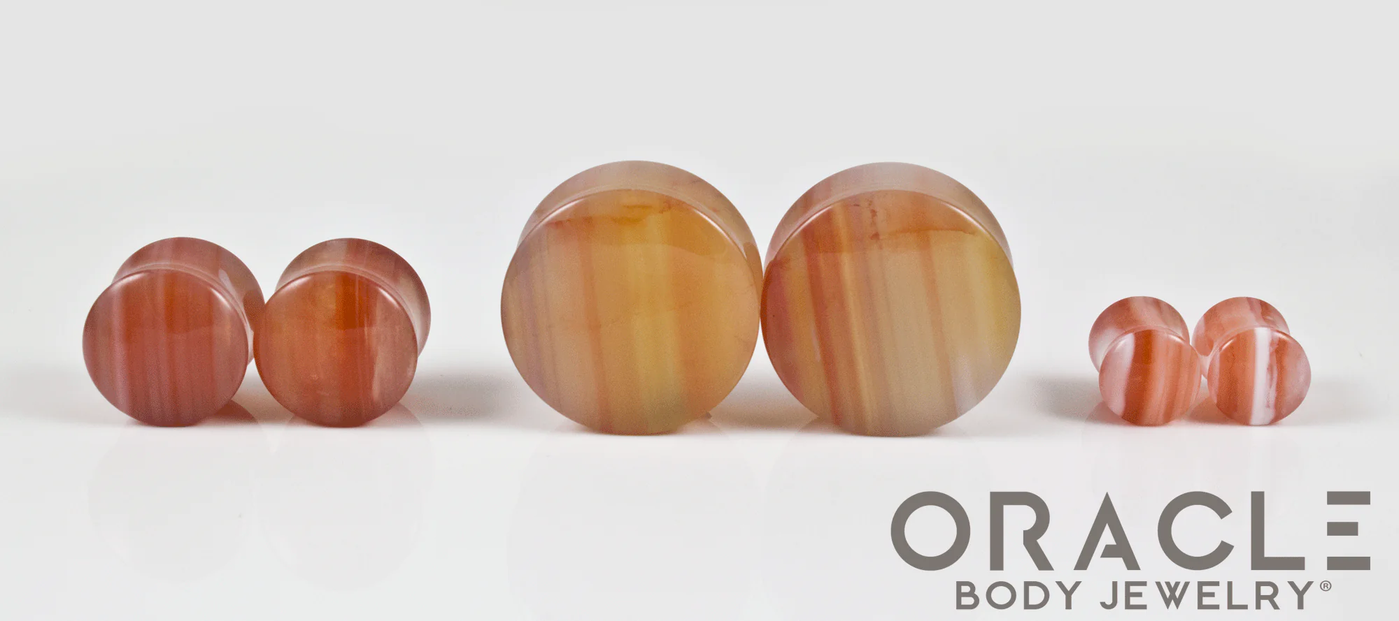 Orange Tibetan Agate Double Flare Plugs