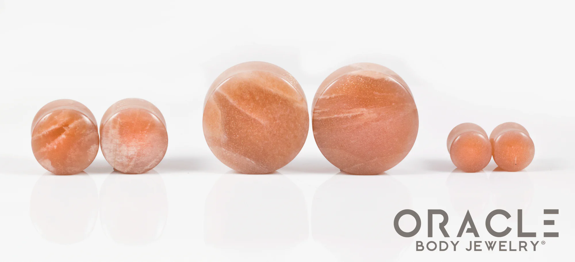 Peach Moonstone Double Flare Plugs
