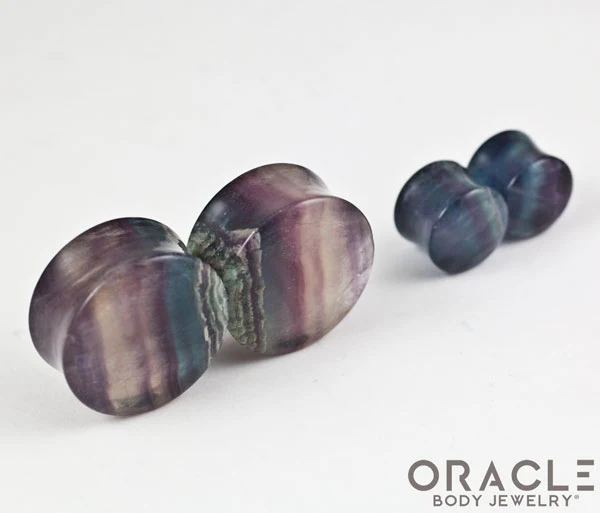 Rainbow Fluorite Double Flare Plugs - Image 2